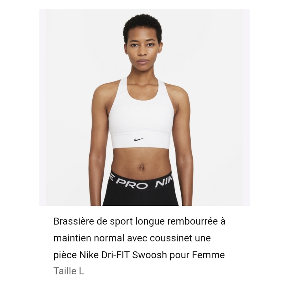 ￼Brassière de sport maintien normal avec coussinet une pièce Nike dry-fit swoosh